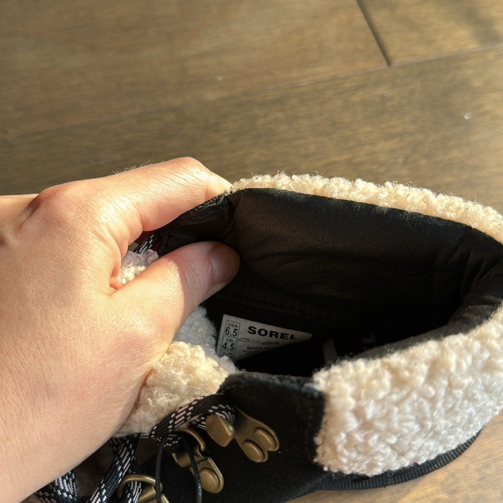 SOREL HI-LINE HIKER COZY - BLACK - LEATHER shoe 6.5 - Picture 10 of 10